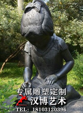 仿铜玻璃钢户外城市广场小女孩绘画主题人物景观雕像商业街雕塑