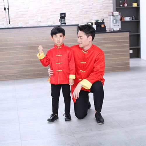 儿童唐装中国风童装拜年服男童外套双面穿中式上衣亲子礼服汉服