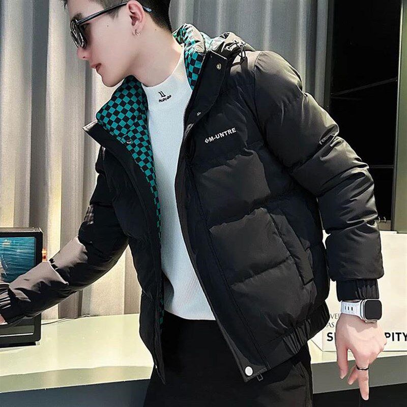 黑色连帽棉衣外套男冬季加厚棉袄子2024新款男装冬装潮牌羽绒棉服