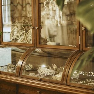 中古风实木展示柜珠宝首饰收纳陈列架饰品柜台复古玻璃展台