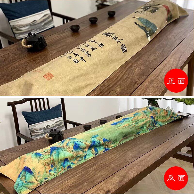 古琴盖布防尘罩 双层加厚听琴图两面双用绒布柔软复古中国风桌旗图片