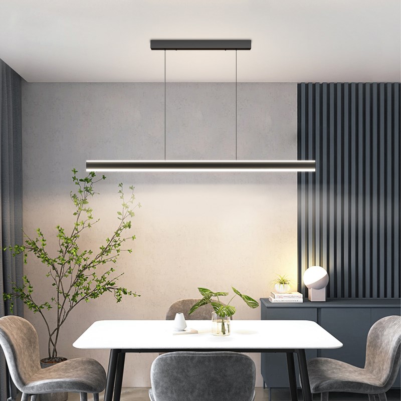 几何一字吊灯现代简约创意餐厅吊灯个性大气网红吧台极简餐桌灯具