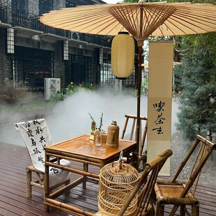 蘑菇小匠小院民宿庭院装饰挂件竹子鸟笼玉鸟竹笼金丝雀鸟笼圆笼子