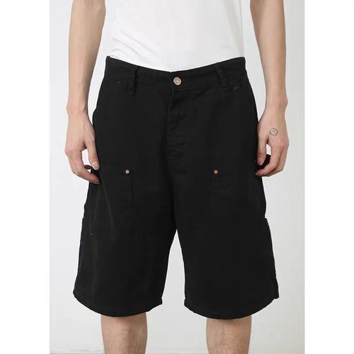 PIFU  夏季新款纯棉日系复古多口袋工装伐木裤五分裤子男潮牌中裤