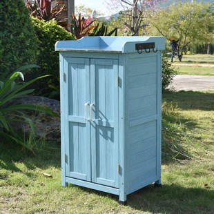 鞋柜储物木制可收纳腐防雨平顶柜子庭院整理户外阳V台调节箱实院