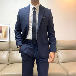 秋季新款英伦修身一粒扣西装套装男韩版青年休闲帅气西服两件套潮