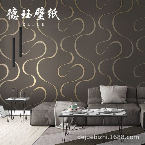 北欧波浪纹曲线条纹壁纸现代简z约客厅卧室电视墙背景墙纸高级感