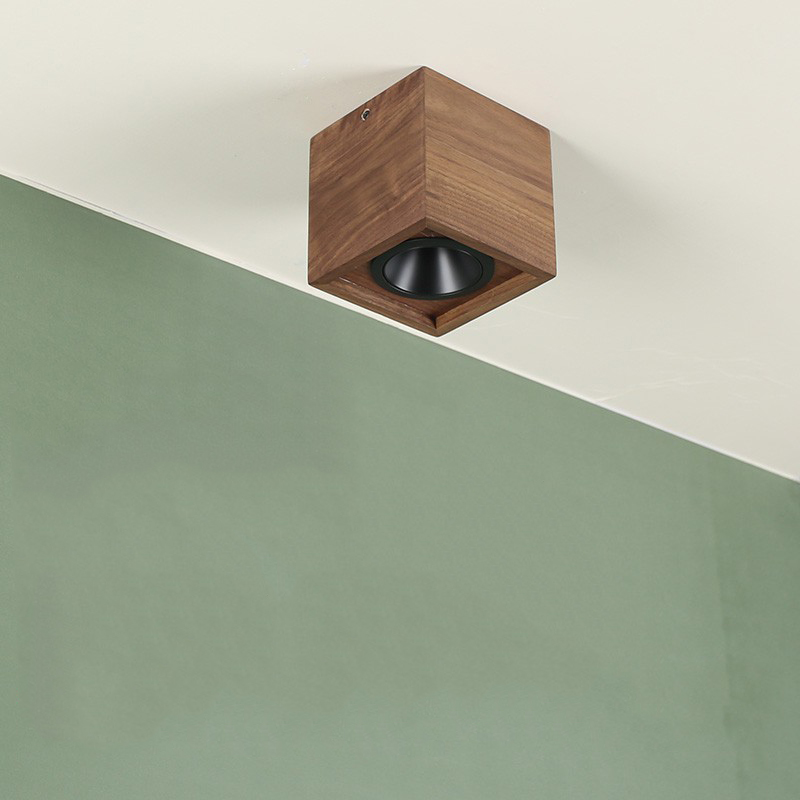 明装射灯实木小山丘轻奢2024新款客厅卧室防N眩全光谱高显色斗胆