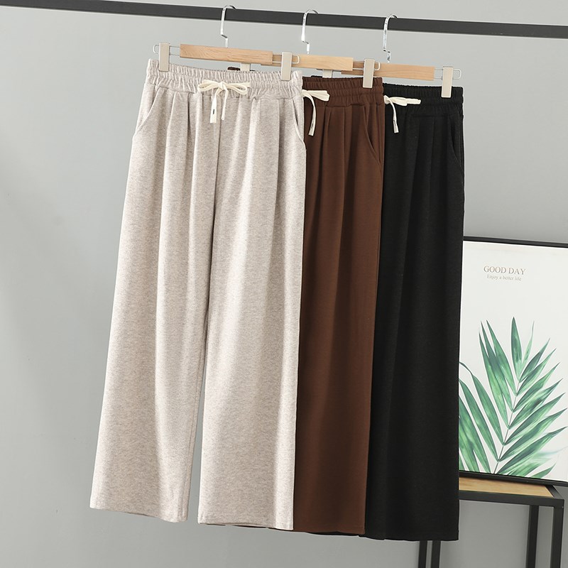 加肥加大码女装新款胖妹妹春装糯米D裤200斤长裤藏肉阔腿裤女裤子