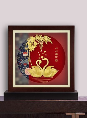 结婚礼物天鹅金箔画送新人新娘闺蜜新婚礼品实Q用创意轻奢高档摆