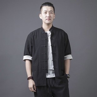 唐装男中山装汉服复o古马褂中国风男装青年外套国夏季中式潮民国