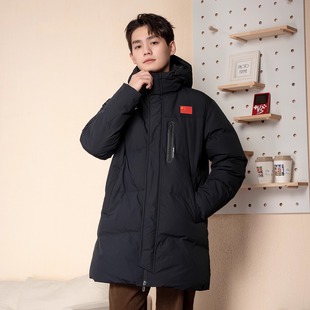 李宁国旗羽绒服中长款2026春季新款运动夹克国旗连帽保暖羽绒外套