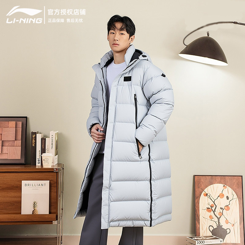 李宁长款羽绒服男装2026春季新款国旗夹克上衣防风保暖运动外套