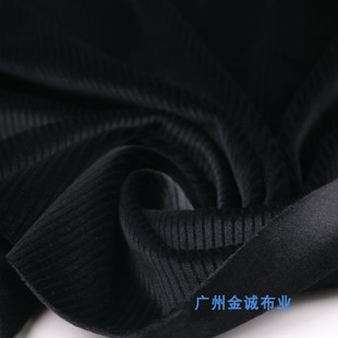 时装 阳光坑条加绒加厚弹力针织布料光泽灯芯条阔腿裤 高档设计面料