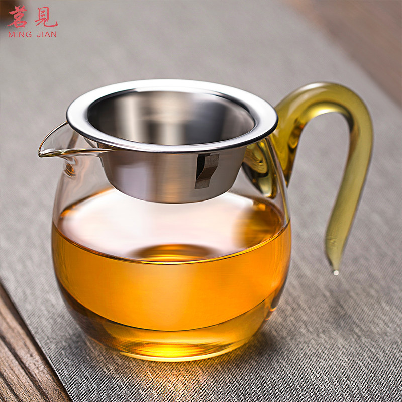 茗见新款灵珑银鱼加厚公道杯玻璃耐热茶漏一体分茶器茶海茶滤日式,餐饮具,公道杯,淘宝优惠券,粉丝福利购,淘宝优惠卷