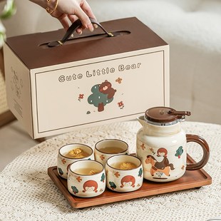 水壶大容量茶杯茶具套装 陶瓷茶壶泡茶家用2024新款 礼盒乔迁伴手礼