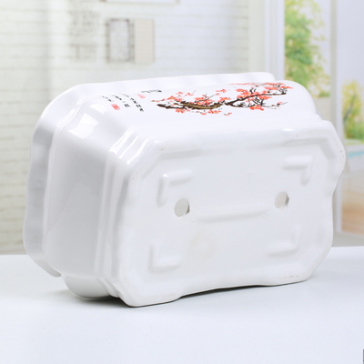 长方形陶瓷花盆个性创意简约室内阳台带托盘小榕树多肉植物盆栽