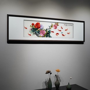 纯手工实木定制 苏绣成品挂画带框客厅床头画卧室沙发背景墙新中式