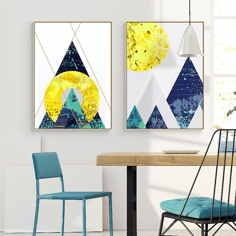 北欧抽象装饰画楼梯几何艺术画挂墙画餐厅挂画样板间客厅卧室壁画图片