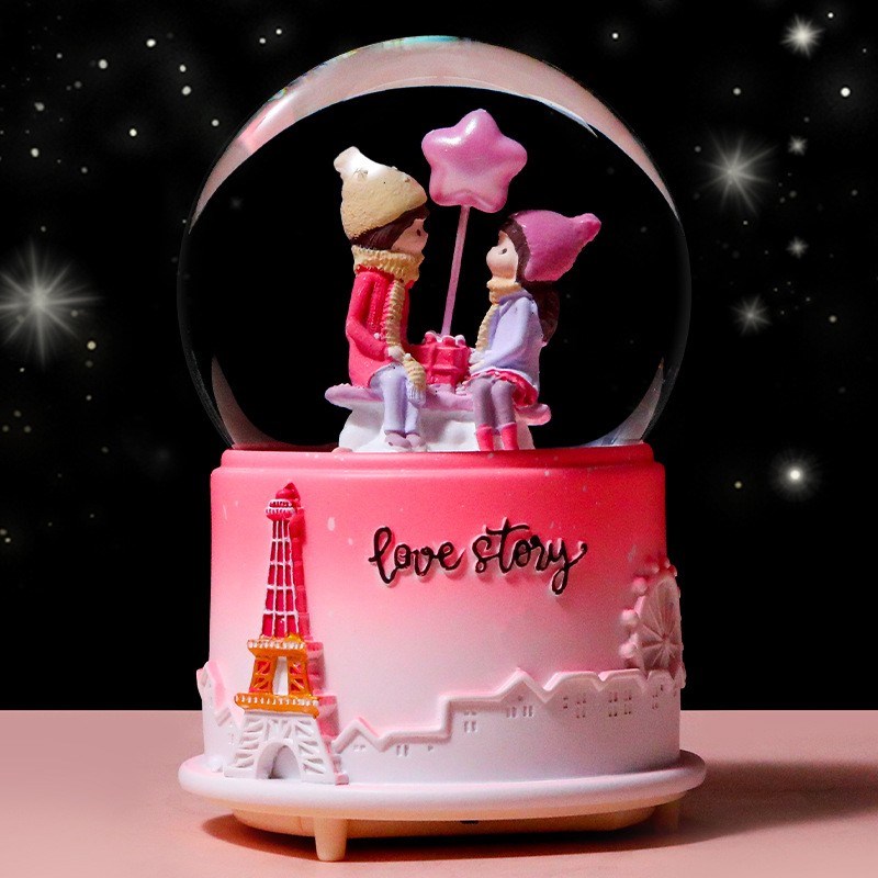 天鹅少女心公主水晶球音乐盒八音盒飘雪女生日礼物送女孩儿童闺蜜