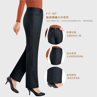 2023秋冬新款中老年女裤妈妈西裤女中年女装裤高腰直筒正装裤子女