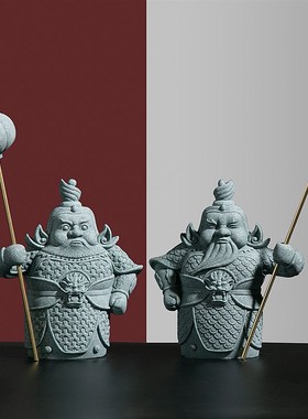 新中式护宅门神哼哈二将摆件客厅门口玄关电视柜书房家居装饰品