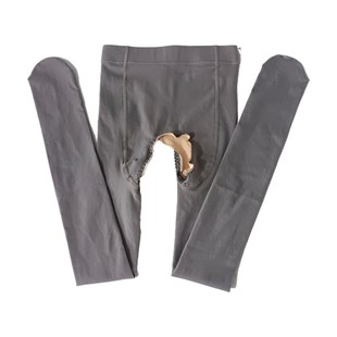 空姐灰开裆丝袜秋冬透肤打底裤 袜外穿黑丝 女加绒厚假透肉防勾连裤