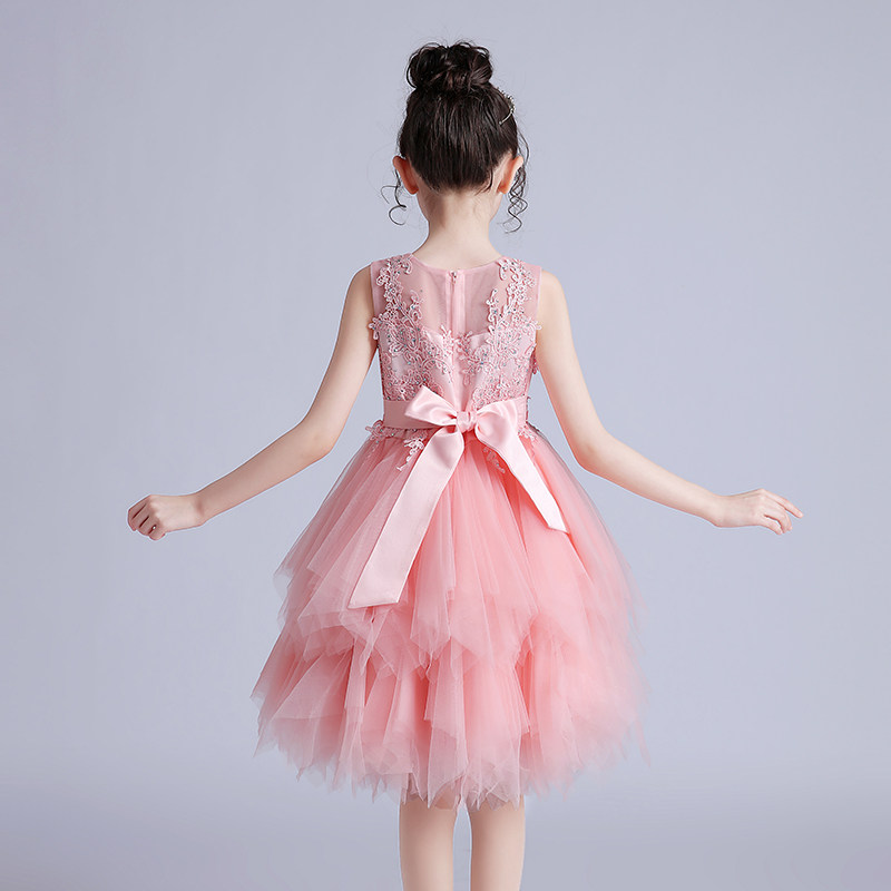 女儿童礼服公主裙夏季高端洋气钢琴演出服走秀蓬蓬裙短款网纱裙子