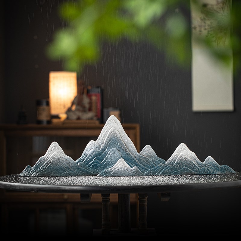 国风创意陶瓷假山摆件沙盘枯山水造景禅意玄关桌面酒柜鱼缸装饰品