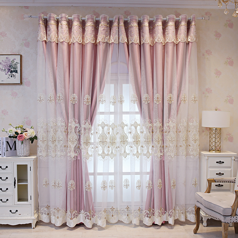 简约欧式双层窗帘成品客厅卧室遮光窗帘布纱定制阳台落地高档大气