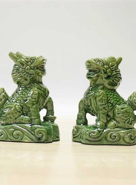 唐三彩陶瓷麒麟办公室摆件工艺品礼品家居装饰品桌面小摆件招财客