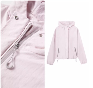 外套女宽松长袖 连帽拼色冲锋衣短款 连帽外套3.10 甜甜专享
