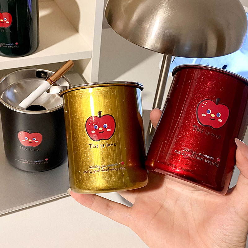 azbzq可爱苹果马口铁烟灰缸创意个性便携家用车载烟灰缸大学宿舍