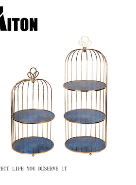 现代多层鸟笼金属甜品台摆件客z厅餐桌冷餐盘蛋糕展示架托盘装饰