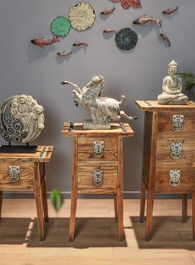 创意中式客厅玄关民宿落地仿古收纳艺术陈设家居装饰禅意茶室摆件