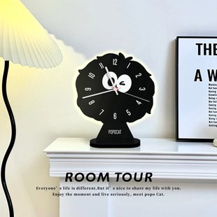 煤球创意桌面时钟摆件客厅装饰品钟表摆放式简约家用静音台式座钟