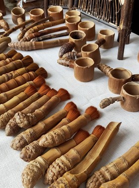 中式老竹根茶漏手工竹制茶则长柄水勺茶具养壶笔刷茶夹茶道零配件