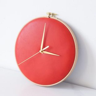 日式 现代客厅卧室家用静音钟表 极简创意绣绷挂钟时尚 个性