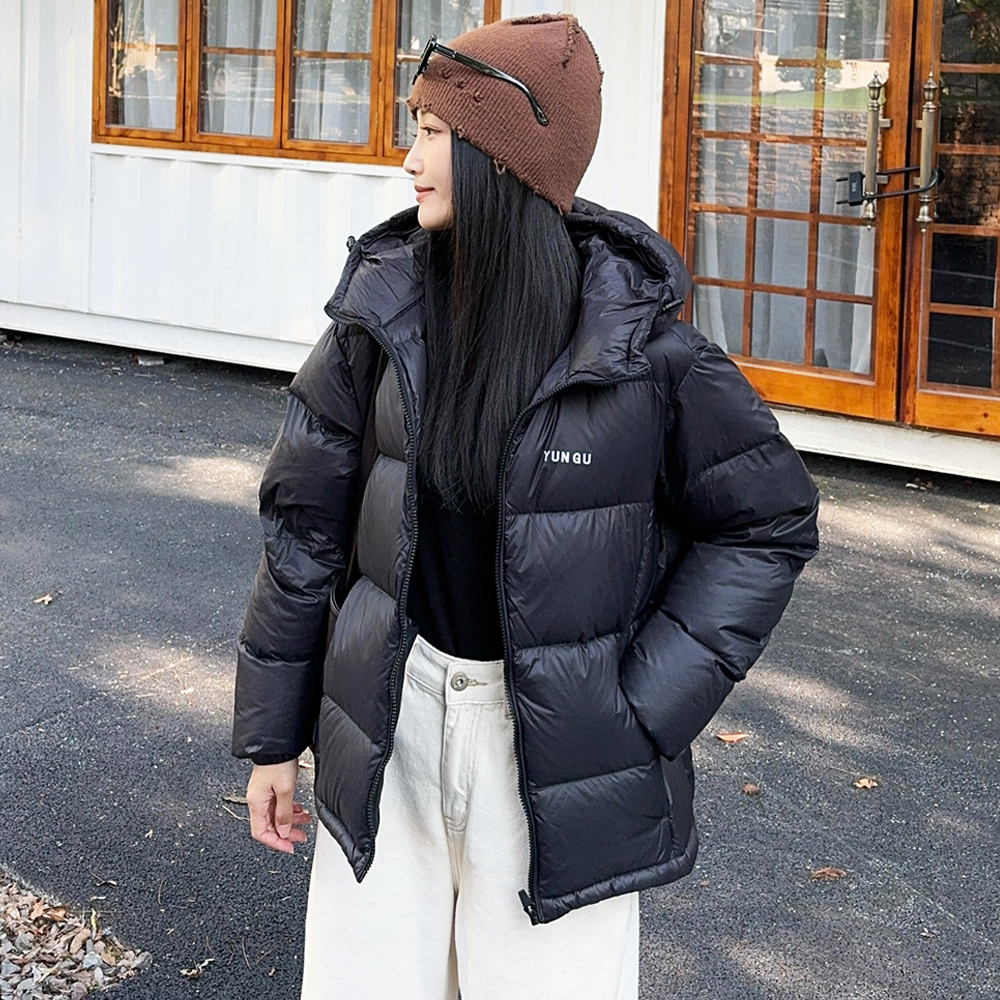 芸古宽松面包服连帽轻型白鸭绒情侣款加厚短版羽绒衣女上衣外套潮