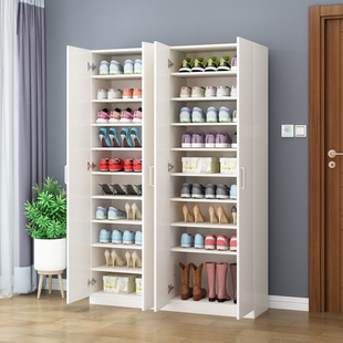 竖立式鞋柜家用客厅进门大容量窄60长加高120cm木质多层带门鞋架