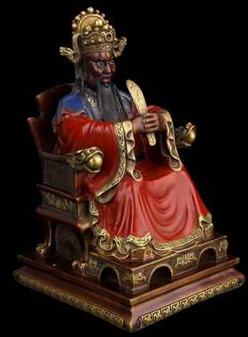 手工彩绘铜龙五爷摆件财神爷佛像家居铜伍爷摆设开业礼品