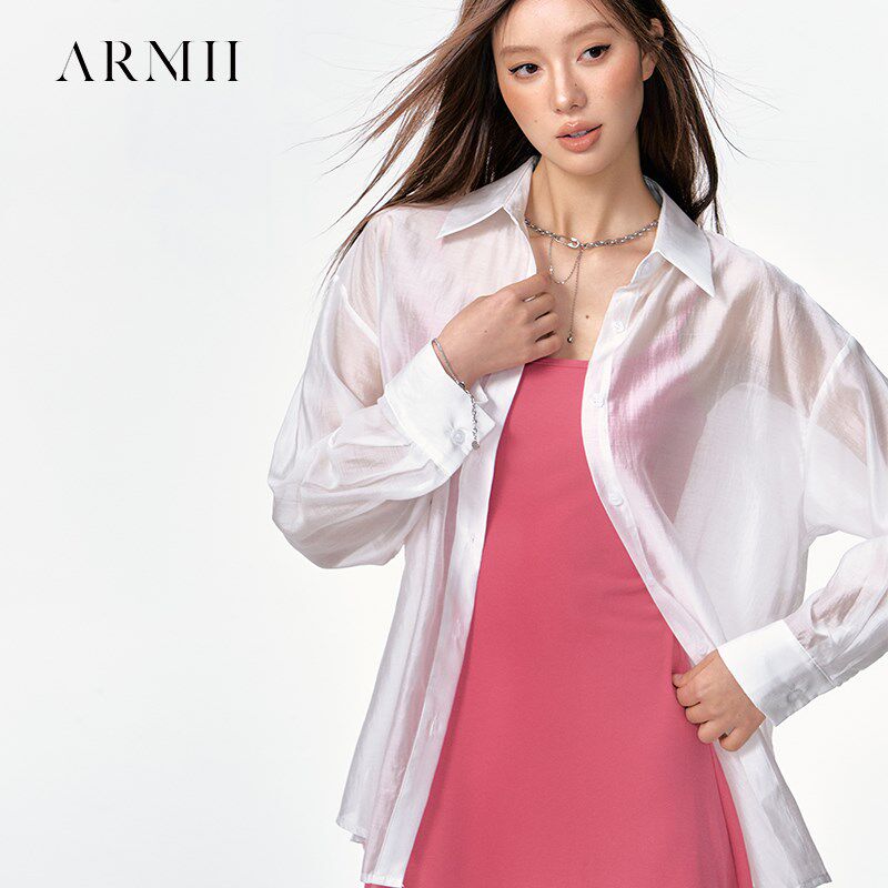 ARMII天丝薄款防晒宽松衬衫女中长款防晒宽松上衣春夏开衫百搭