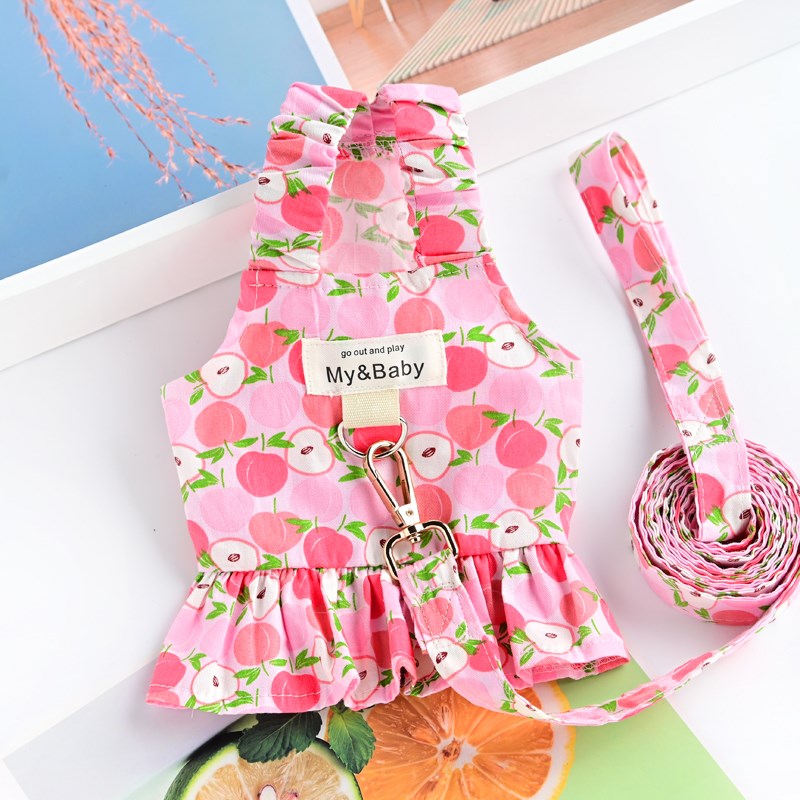 宠物小狗狗夏天衣服牵引绳泰迪女雪纳瑞吉娃娃约克夏猫咪裙子公主