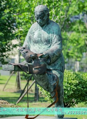 玻璃钢仿铜母爱主题雕像大型田园景观铜雕铸铜母子人物雕塑可定制