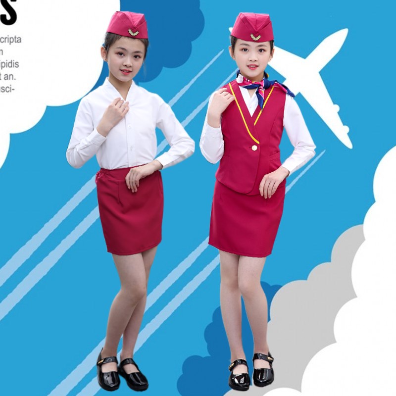 儿童马甲机长服男女童空姐飞行员制服少儿航空摄影飞机师表演服装