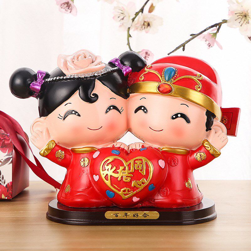 结婚庆用品娃娃婚礼物百年好合礼品婚房家居装饰摆设中式摆件公仔