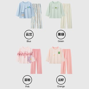 欧童尚2024新款女装睡衣春秋少女中大儿童长袖卡通纯棉家居服套装