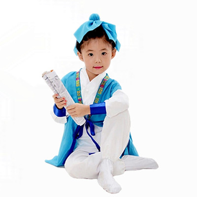 儿童诗朗诵演出服中国风国学书童古装汉服六一传统汉装华服男女童