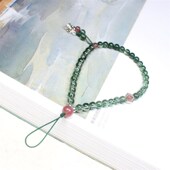 天然鸽子血草莓晶手机链短款 手腕挂绳绿幽灵挂链樱花玛瑙水晶挂件