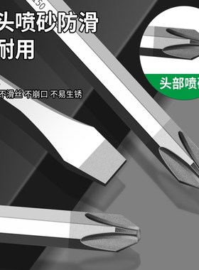 保联一字强磁穿心螺丝刀可敲击加粗十字改锥套装加长平口梅花起子